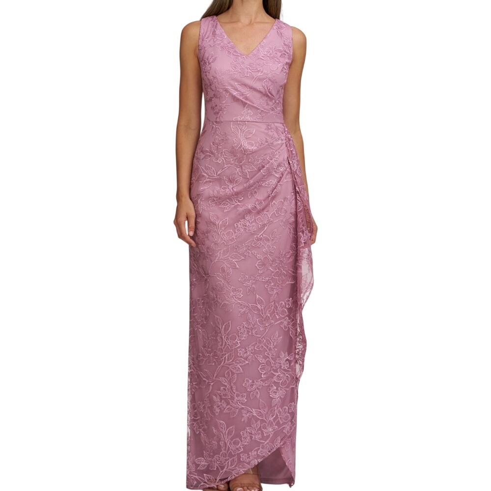 JS Collections Blakely Lilac Floral Lace Maxi Formal Evening Gown NWT
